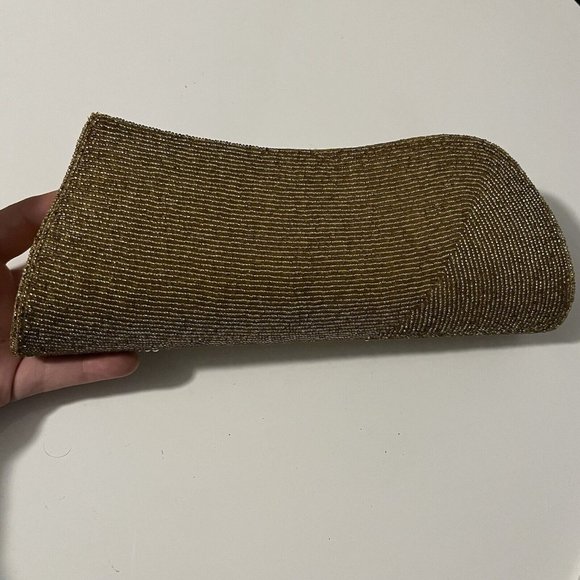 La Regale oval clutch purse evening bag cocktail bag gold with rhinestones - Picture 9 of 10